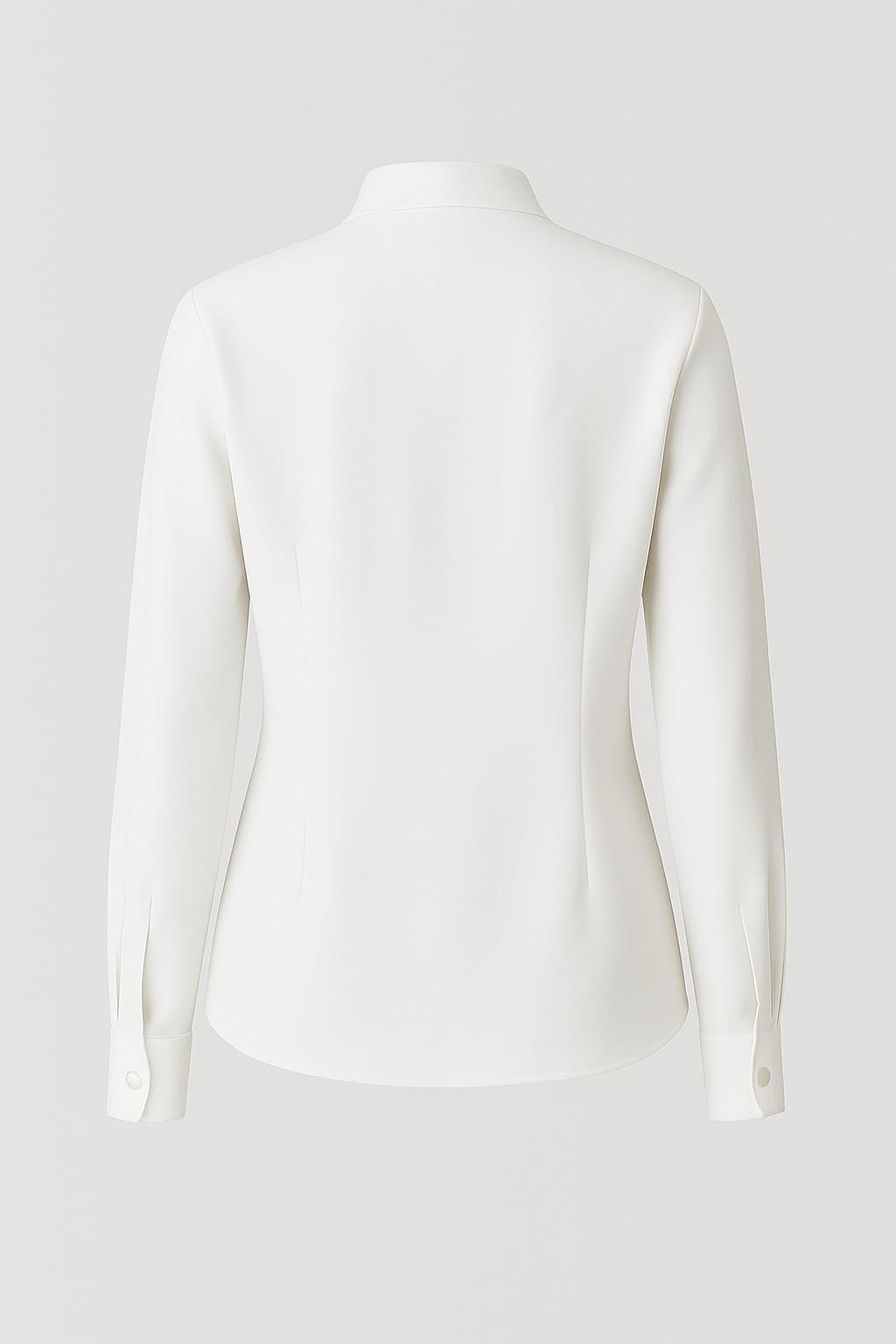 Minimalistisk blus med ståkrage och dolda knappar | Tanzanix