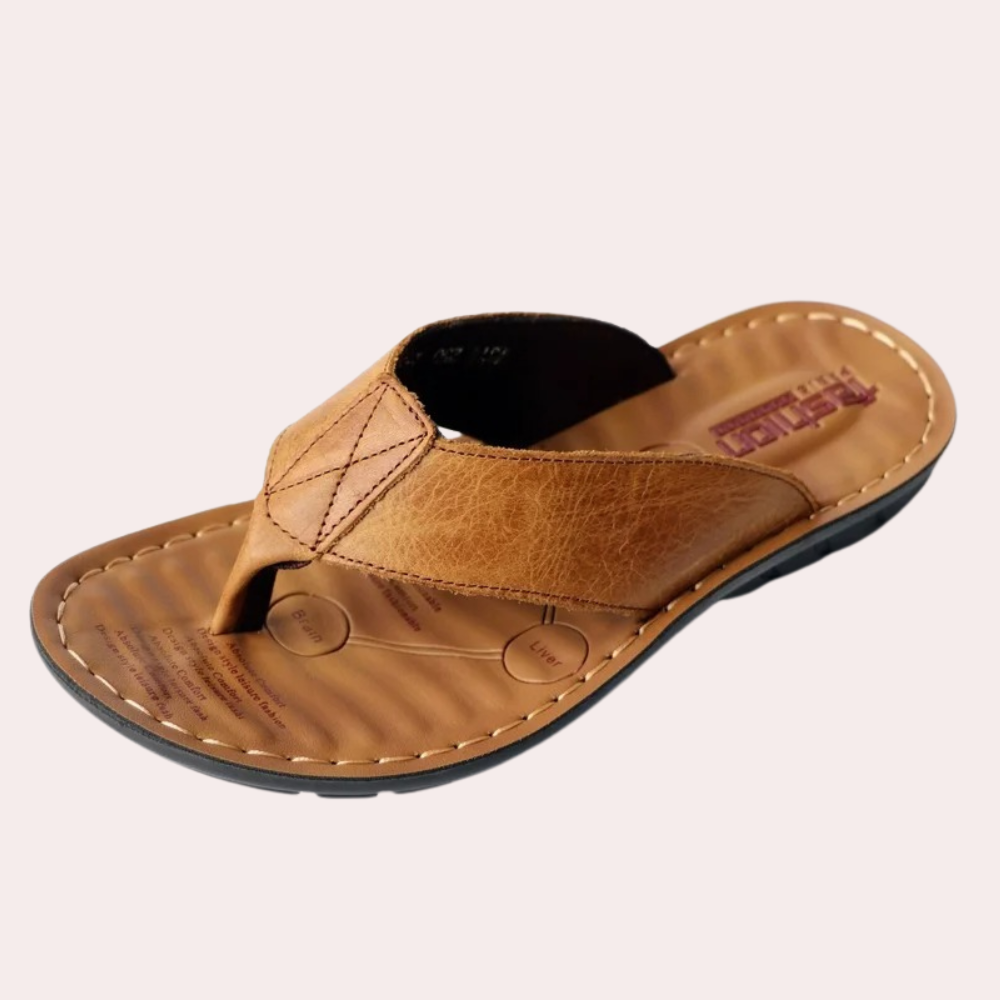Adam | Flip-flops herr i lÀderlook - Ljusbrun