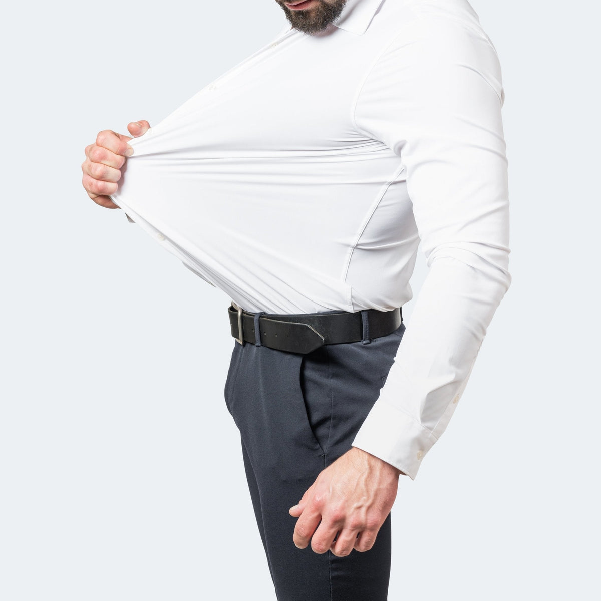 David | Långärmad stretchskjorta för herr - Vit
