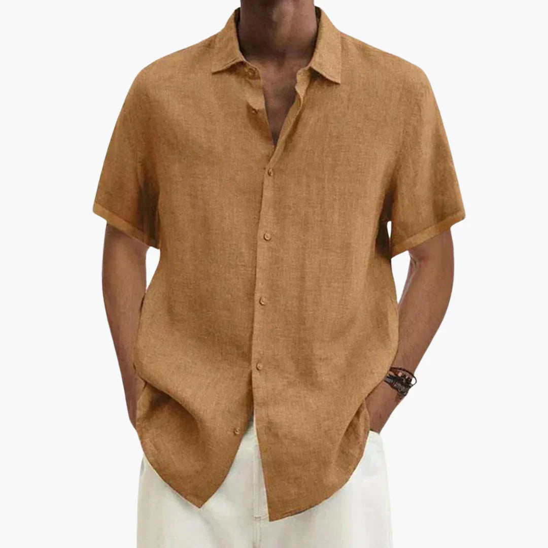 Dylan | Linneskjorta herr med korta ärmar - Khaki