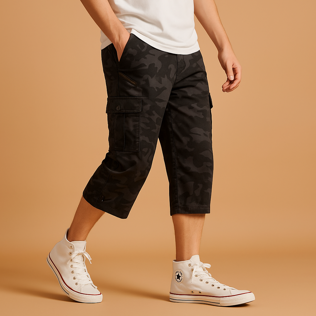 Edward | Cargoshorts herr i bomull, lÄng modell - GrÄ