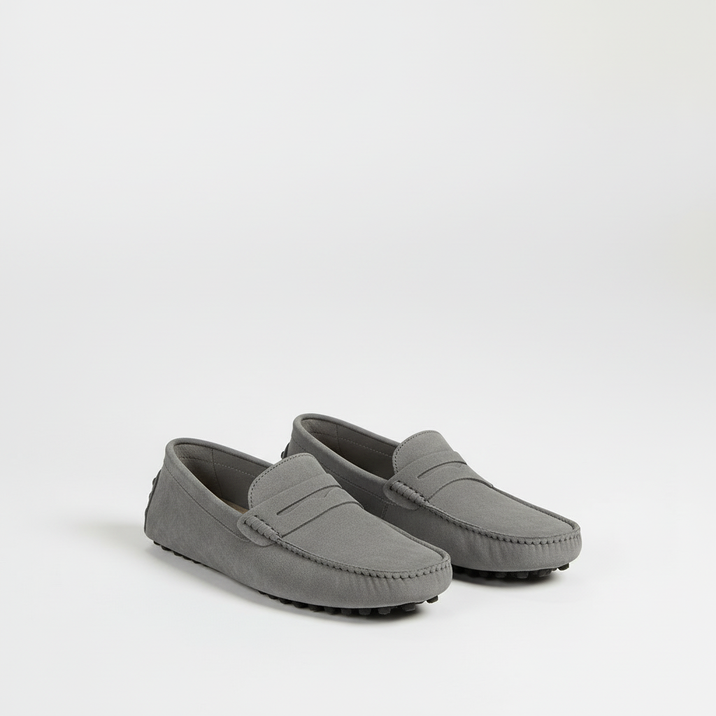 Gabriel | Penny loafers herr i mocka - Grå