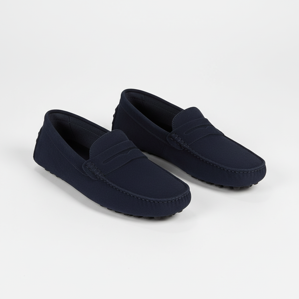 Gabriel | Penny loafers herr i mocka - Marinblå