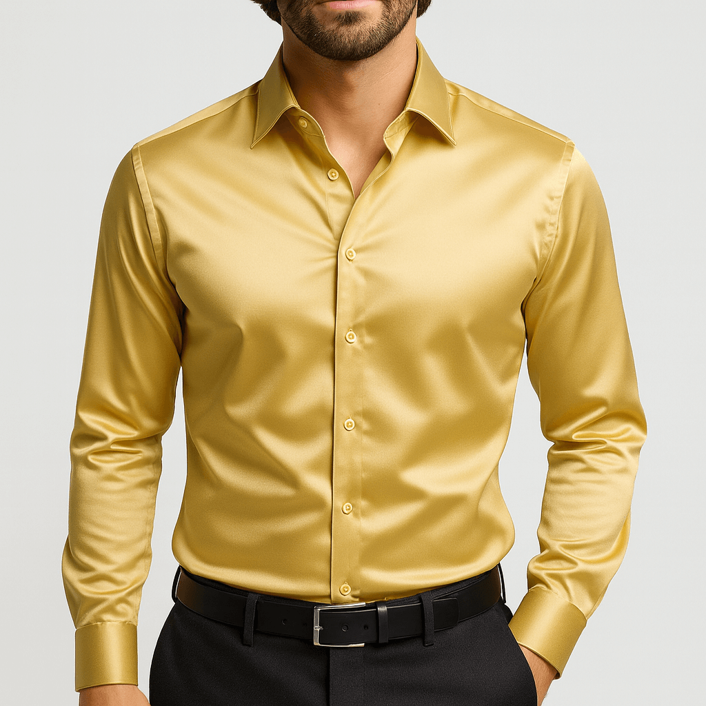 Harry | Satinskjorta herr i slim fit - Guld