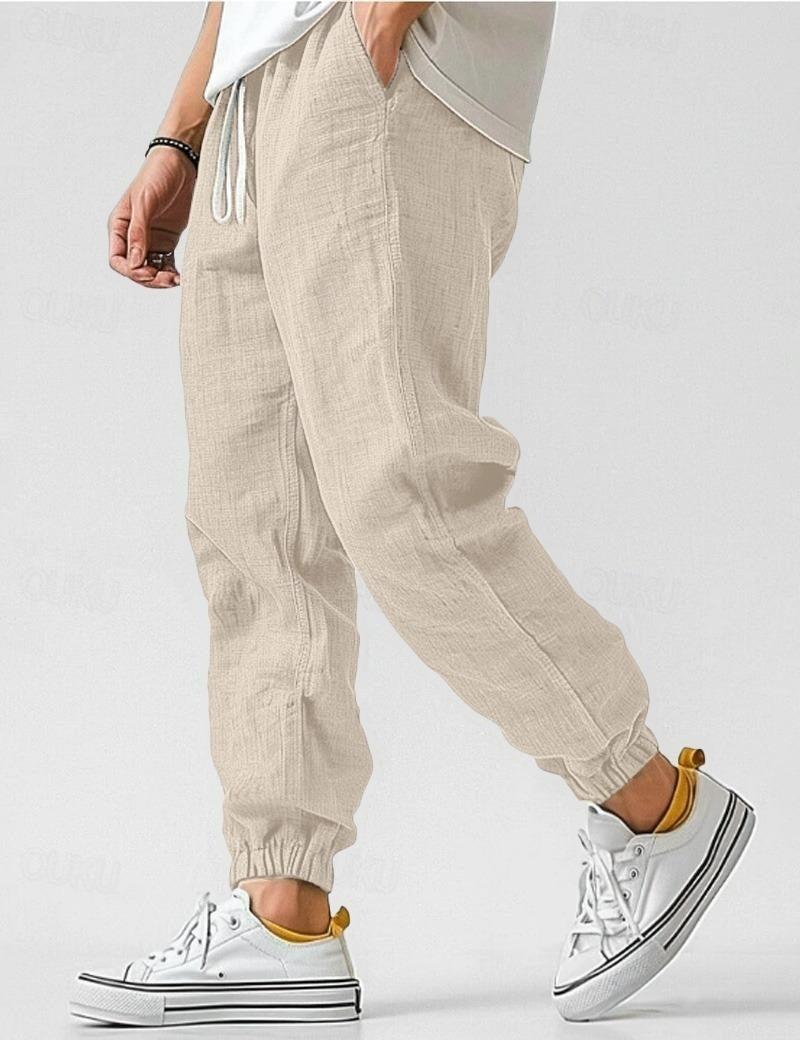Henry | Linnebyxor herr i avslappnad passform - Beige