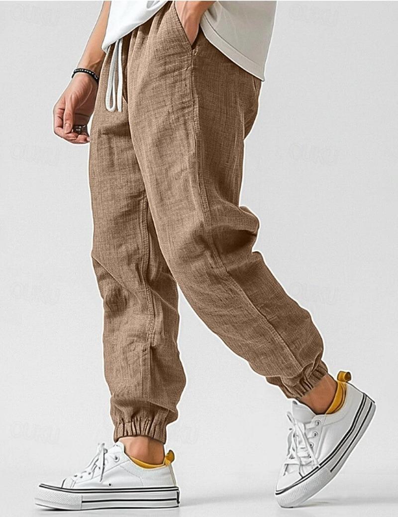 Henry | Linnebyxor herr i avslappnad passform - Khaki