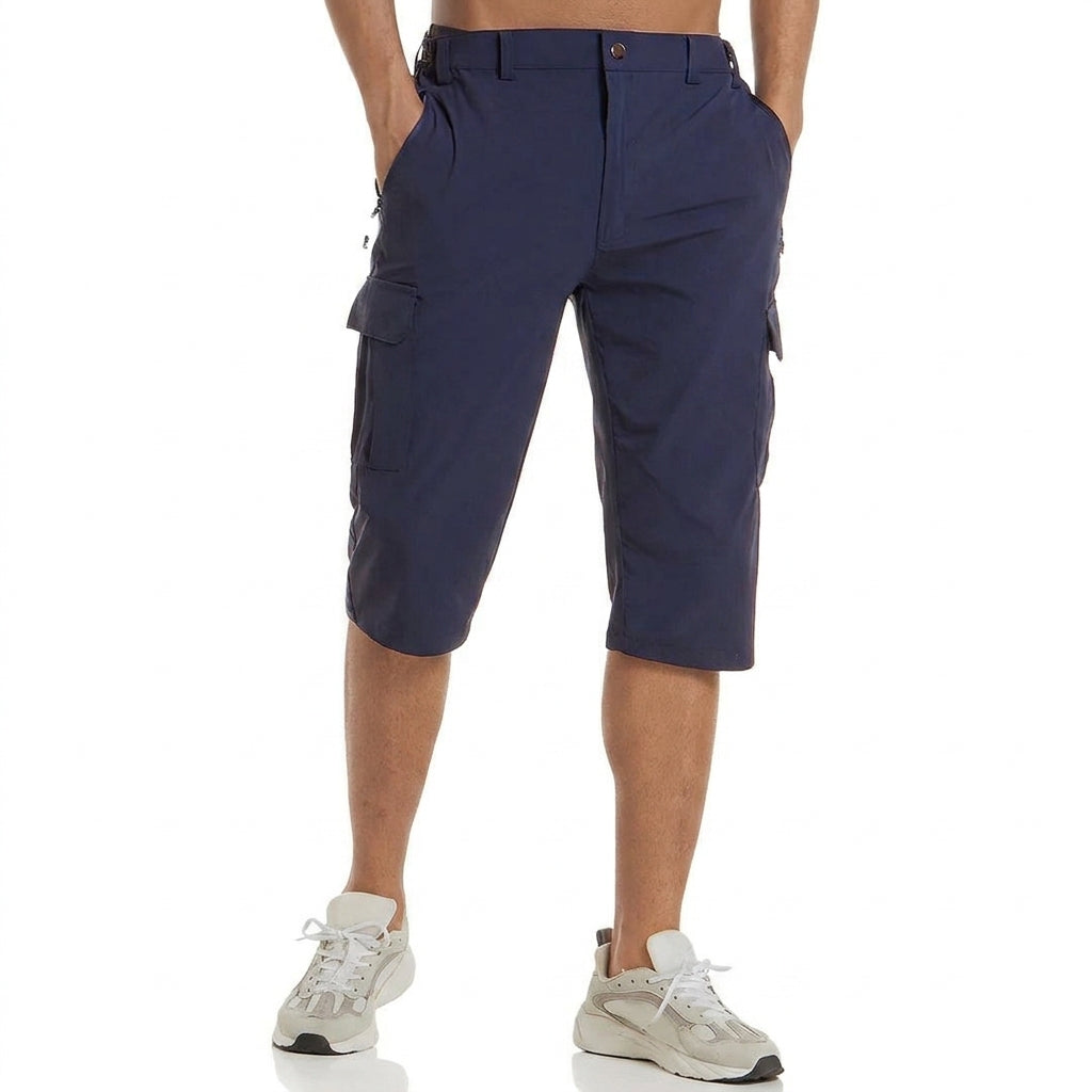 Jacob | Cargoshorts herr med knÀlÀngd - MörkblÄ