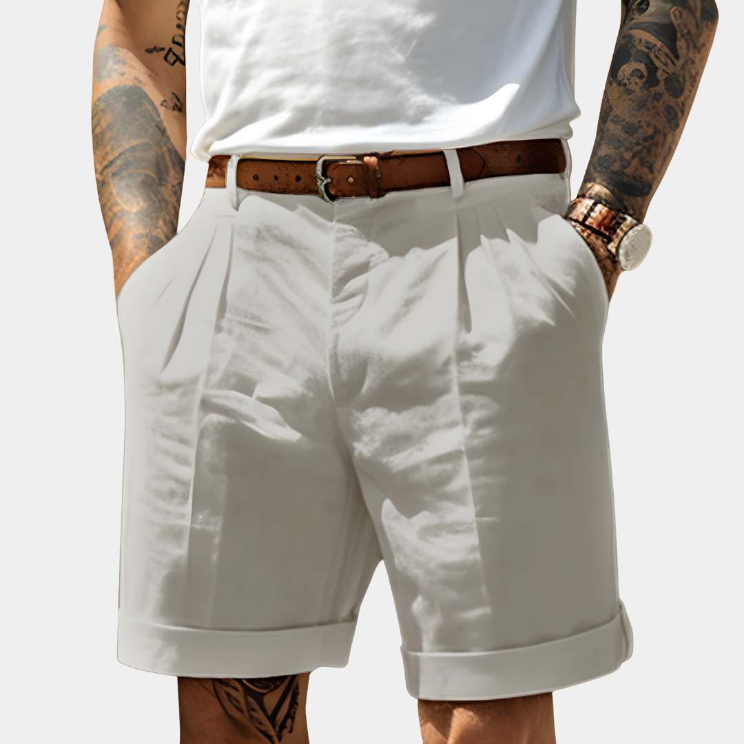 James | Shorts herr i bomull med pressveck - Grå