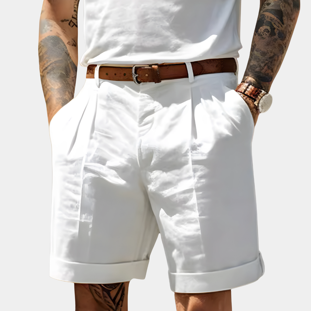 James | Shorts herr i bomull med pressveck - Vit