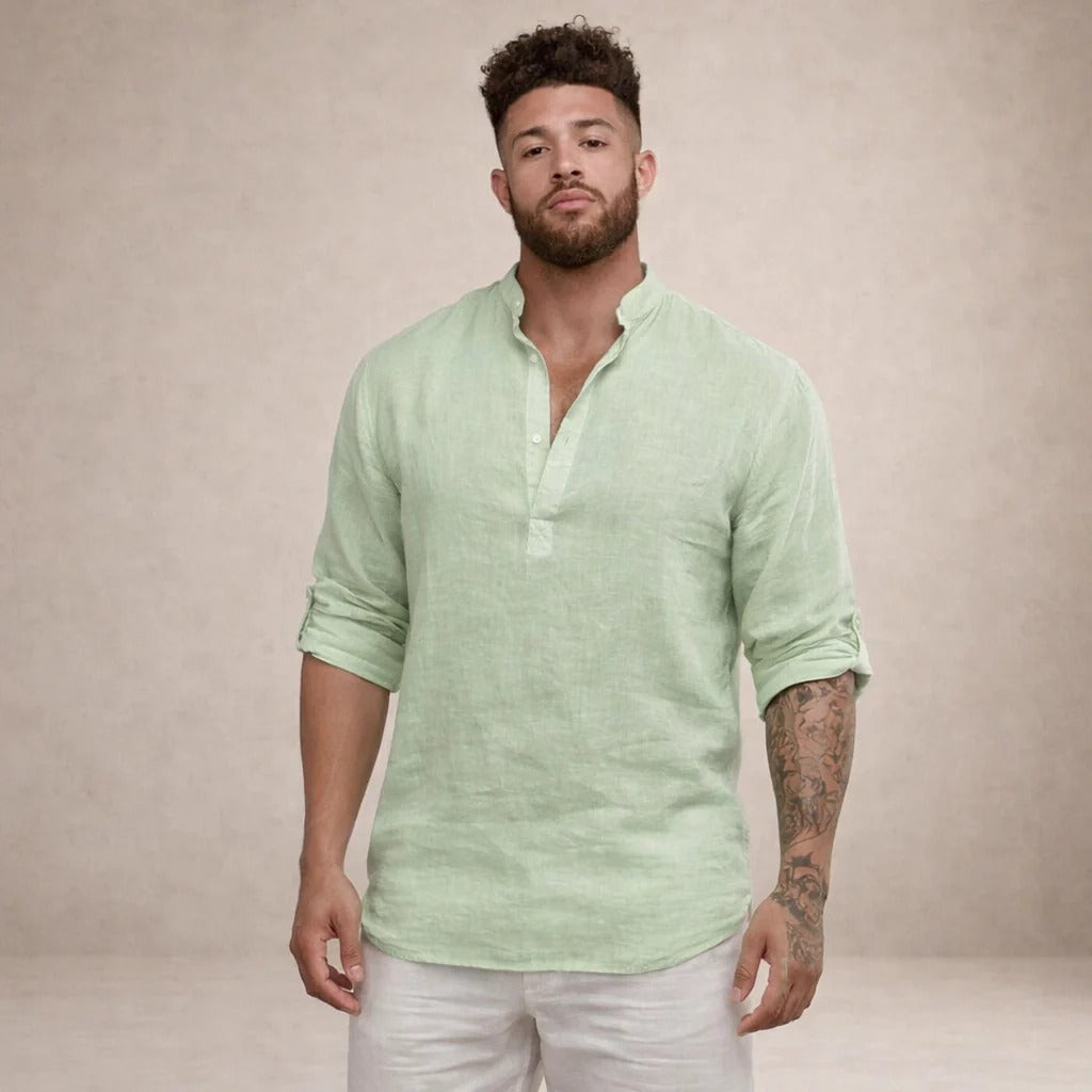 Jayden | Henleyskjorta herr i linneblandning - bild 11
