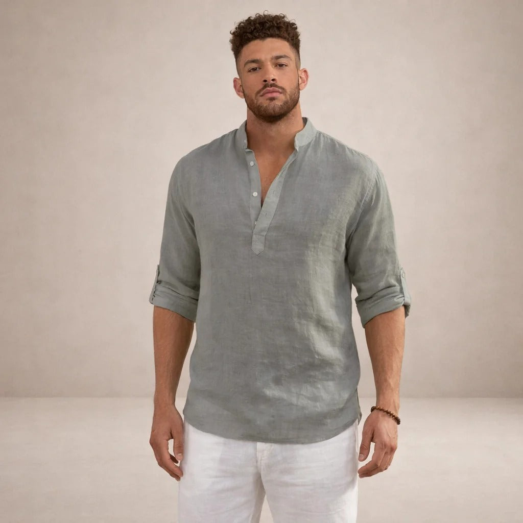 Jayden | Henleyskjorta herr i linneblandning - bild 14
