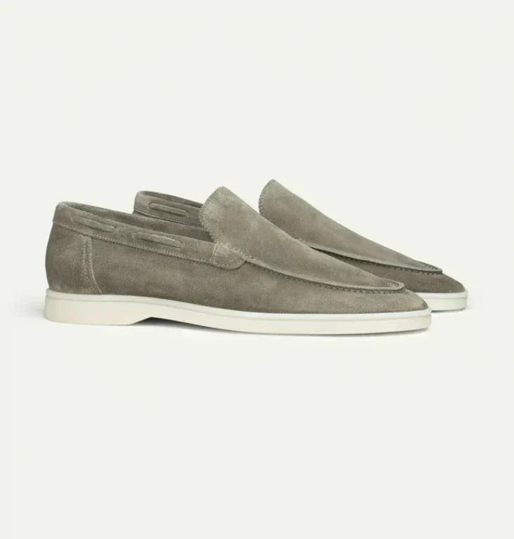 Max | Slip-on loafers herr i mocka - Olivgrön