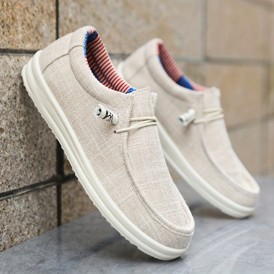 Oliver | Loafers herr i canvas, slip-on - Beige