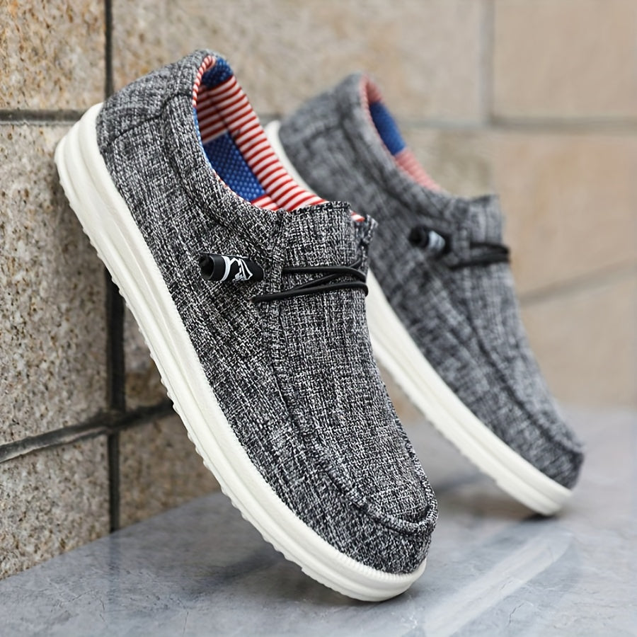 Oliver | Loafers herr i canvas, slip-on - Grå