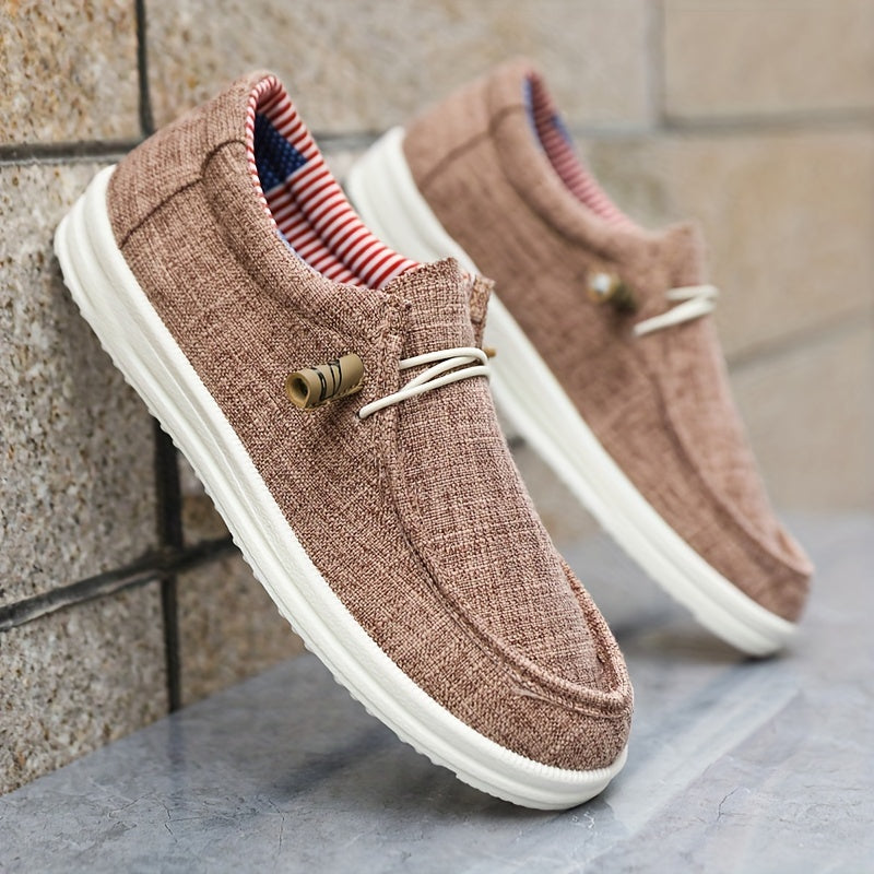 Oliver | Loafers herr i canvas, slip-on - Khaki