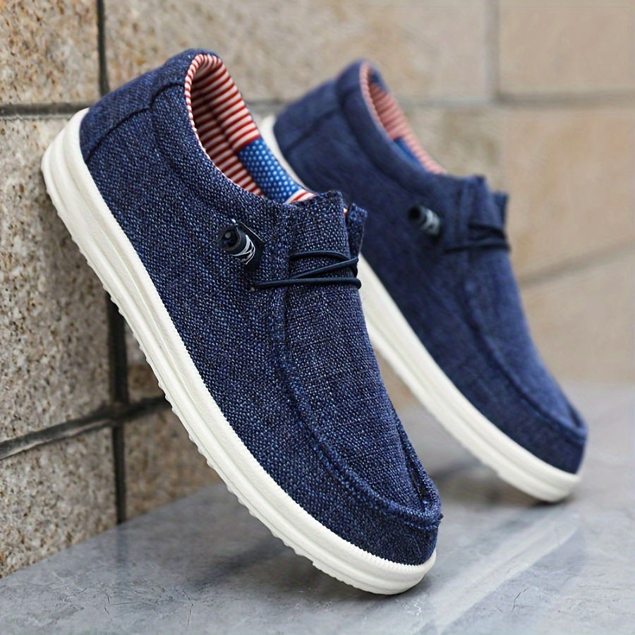 Oliver | Loafers herr i canvas, slip-on - MarinblÄ
