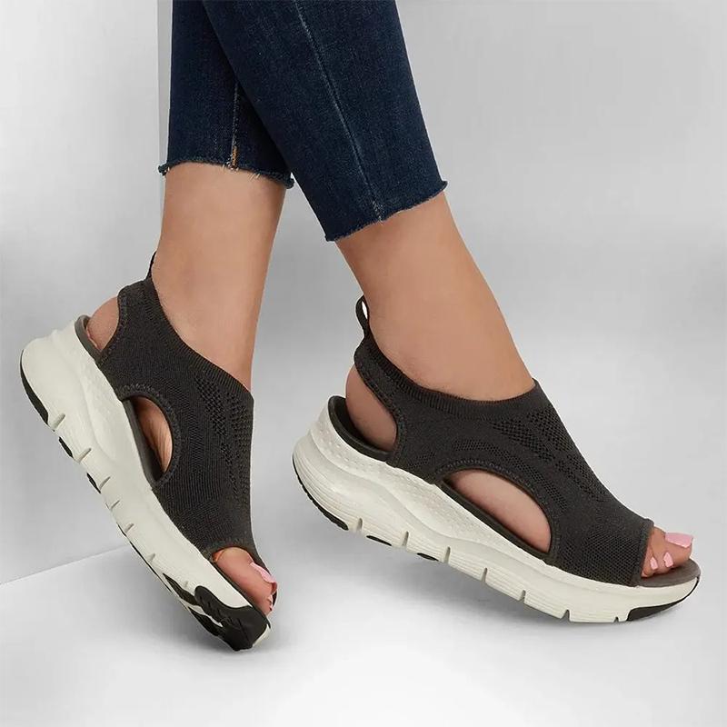 Orla | Slip-on-sandaler dam med kilklack i stickat material - bild 5