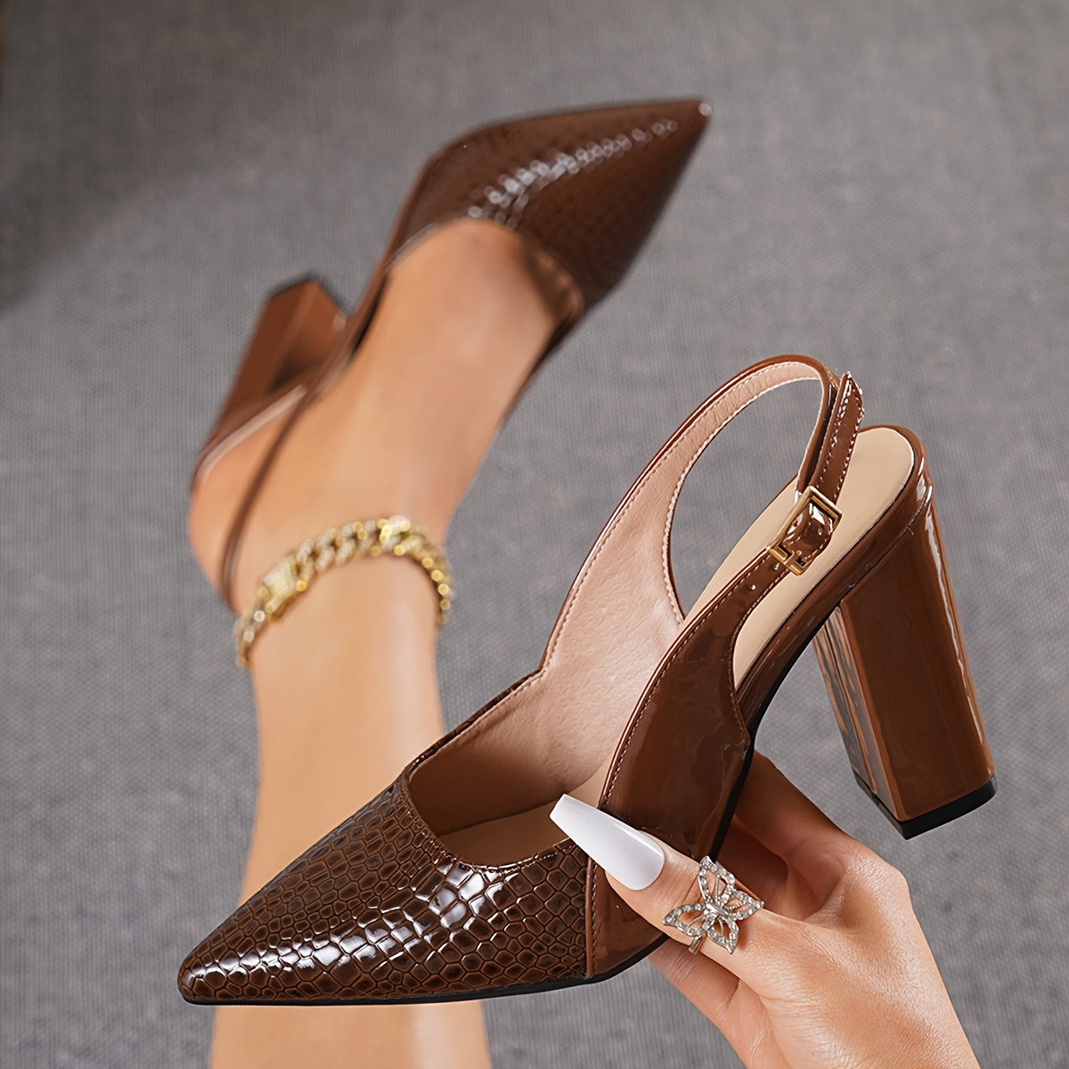 Ruby | Pumps dam med spetsig tå och blockklack - bild 7