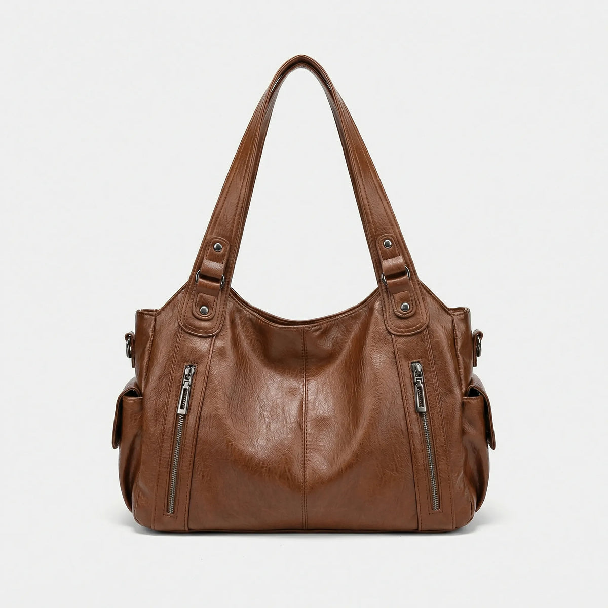 Sanna | Crossbody väska för dam i konstläder, svart - Ljusbrun