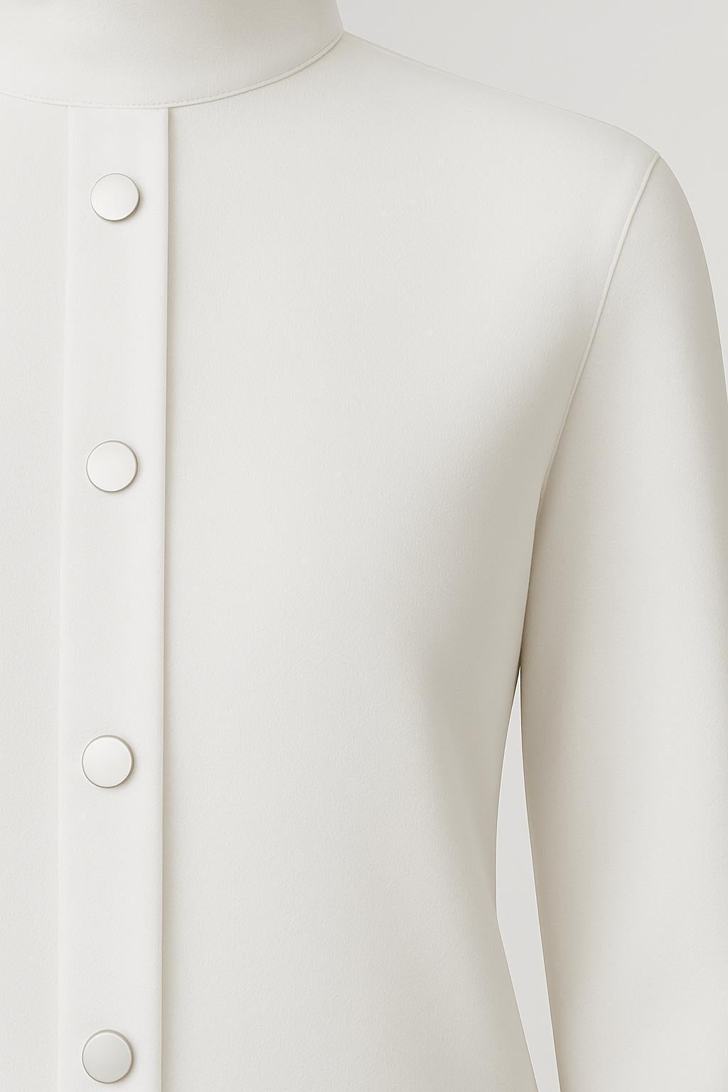 Minimalistisk blus med ståkrage och dolda knappar | Tanzanix