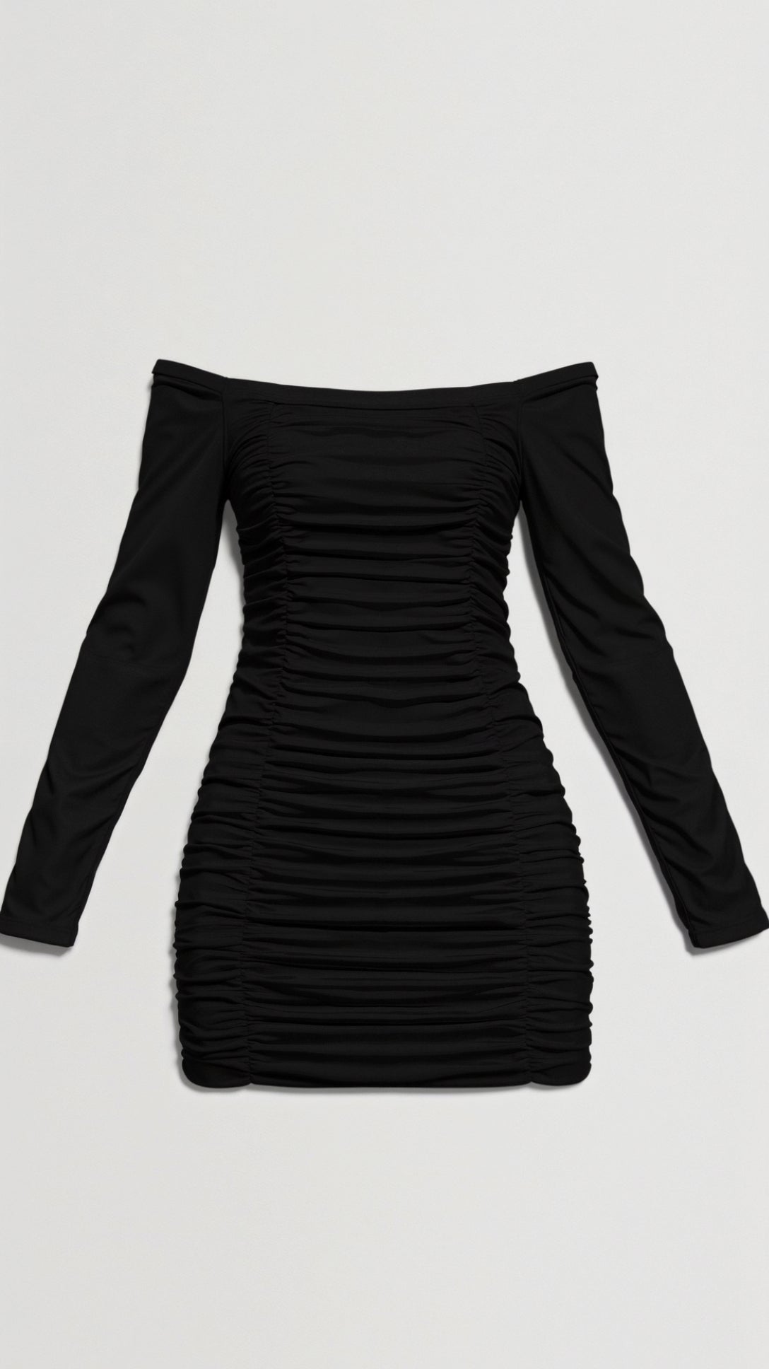Tanzanix | Off shoulder-miniklänning i bodycon-modell med rynkade volanger