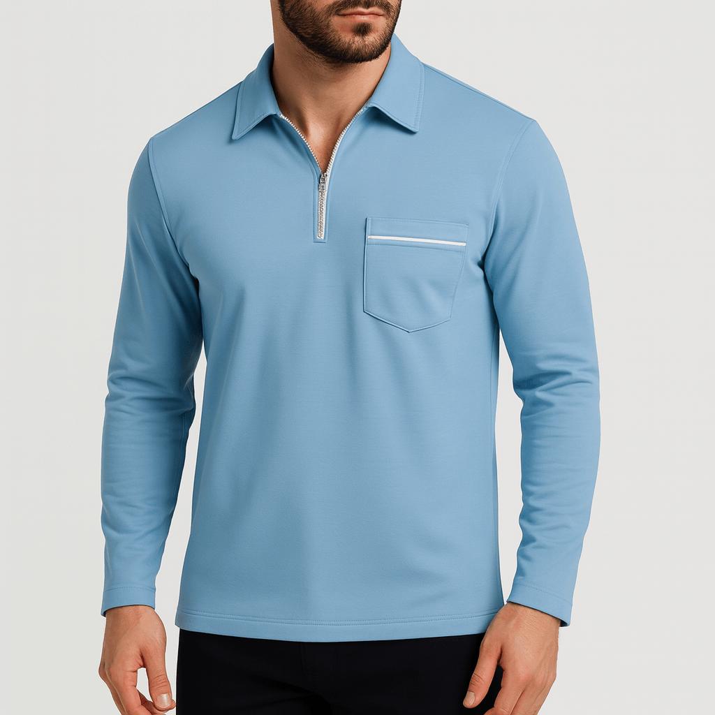 Tanzanix | Enfärgad tröja med halvdragkedja, krage och långa ärmar