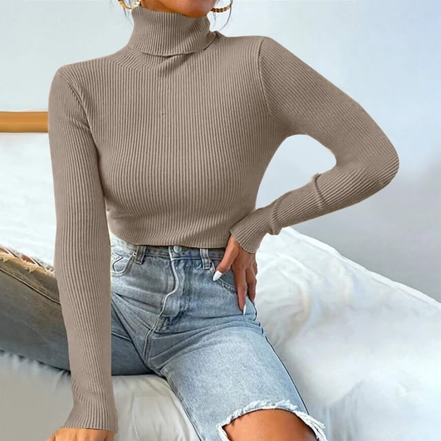 Abigail | Polotröja dam i ribbstickat - Khaki