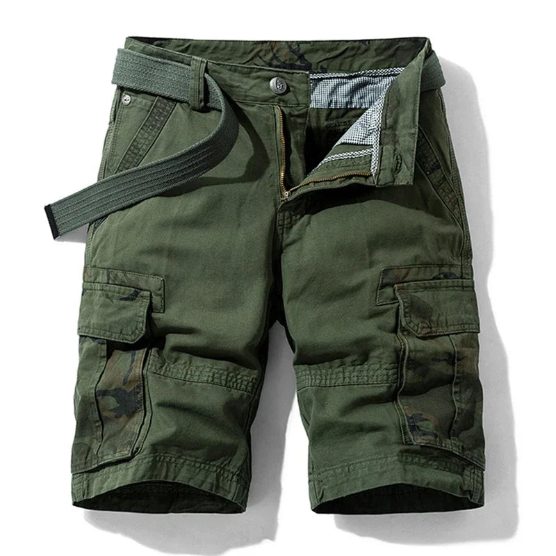 Archie | Cargoshorts herr i bomull med avslappnad passform - Armégrön