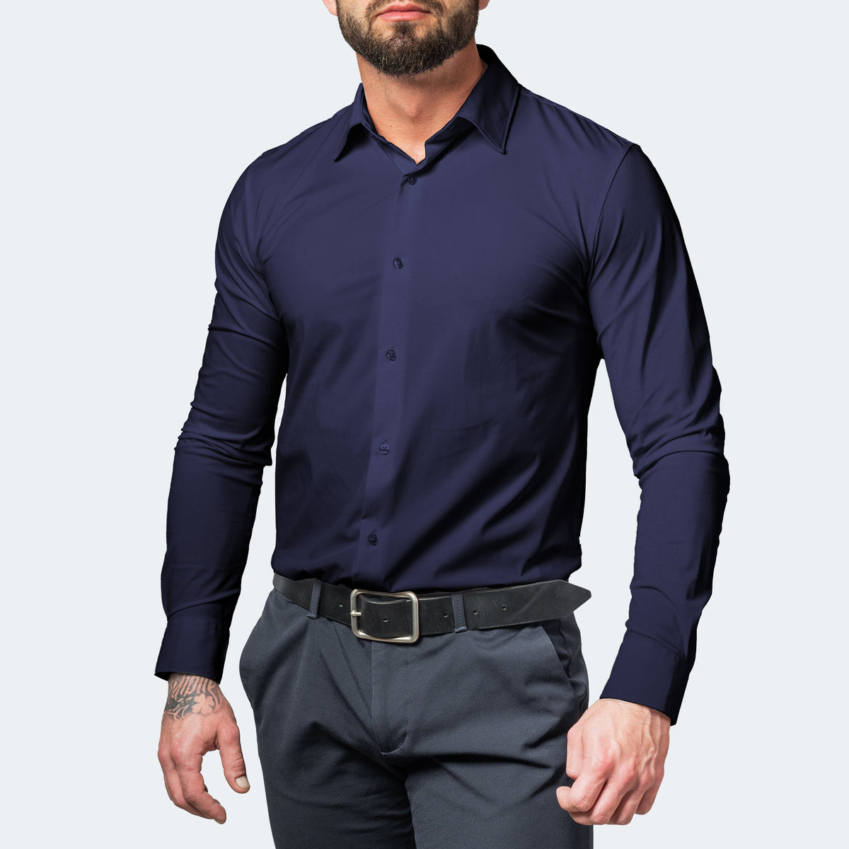 David | Långärmad stretchskjorta för herr - bild 6