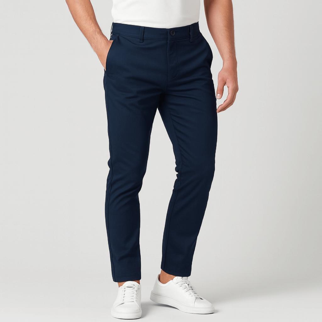 Edward | Chinos herr i stretch med smal passform - Marinblå
