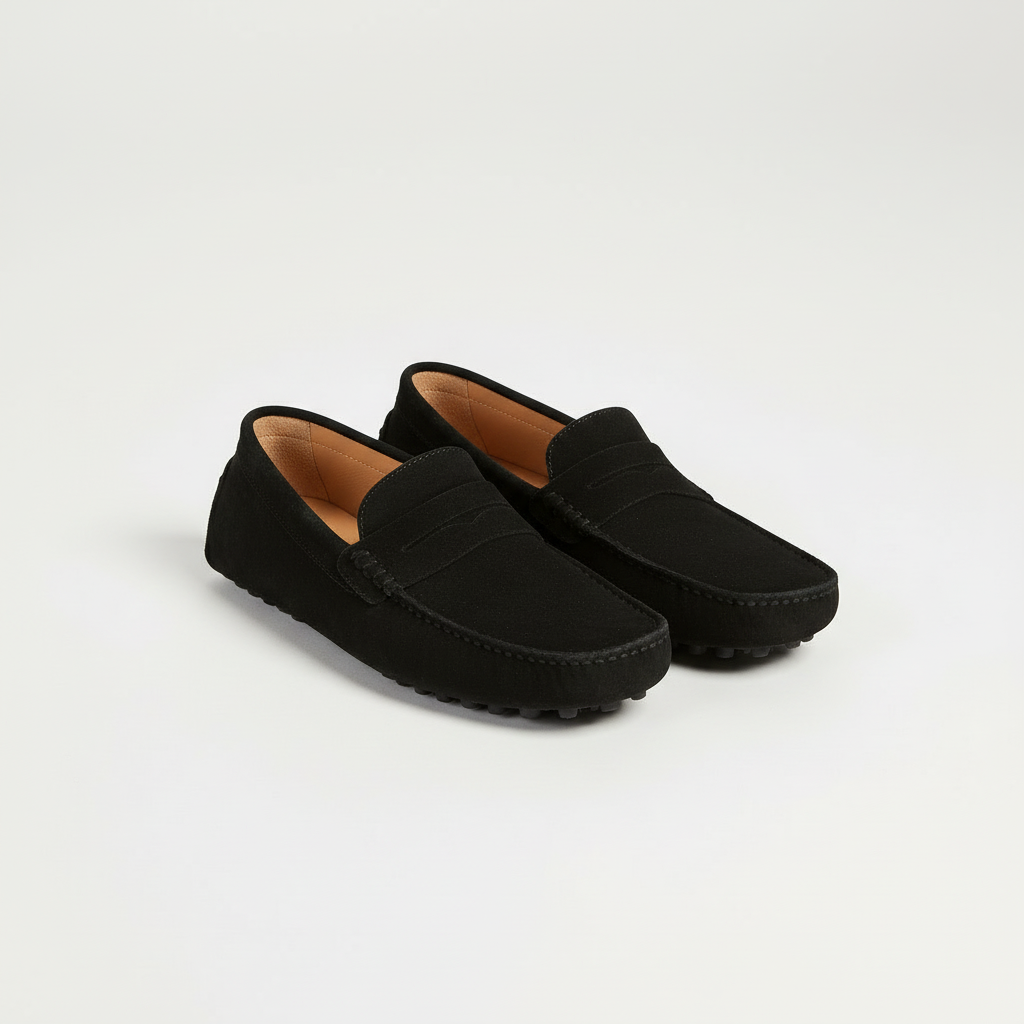 Gabriel | Penny loafers herr i mocka - Svart