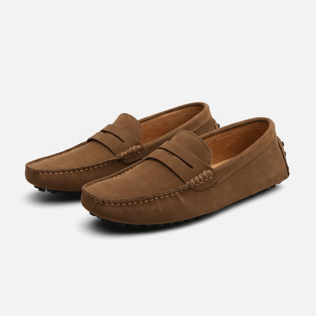 Gabriel | Penny loafers herr i mocka - Brun
