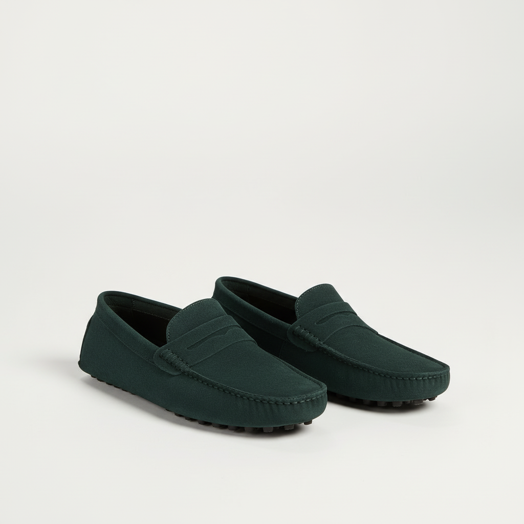 Gabriel | Penny loafers herr i mocka - Grön