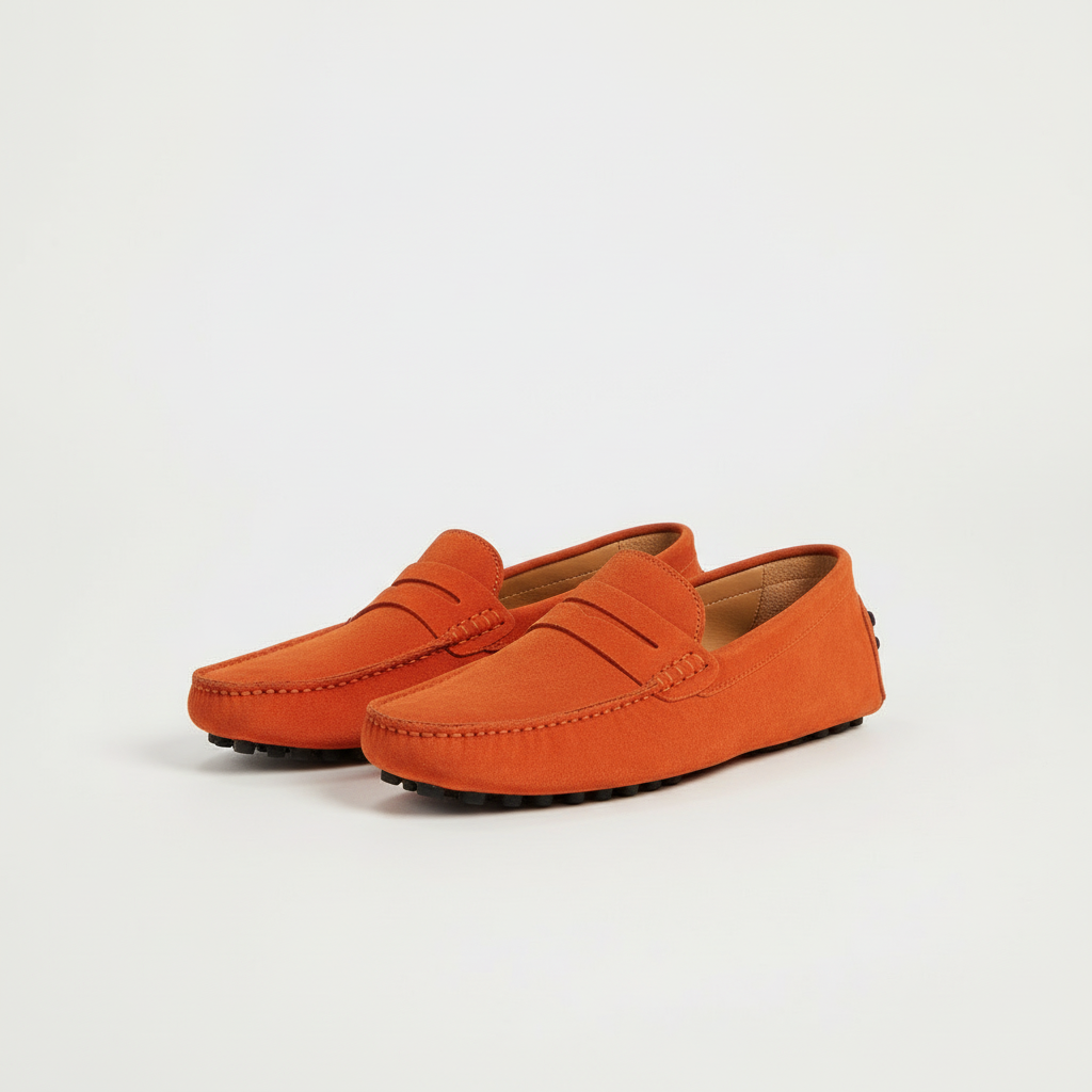 Gabriel | Penny loafers herr i mocka - Orange