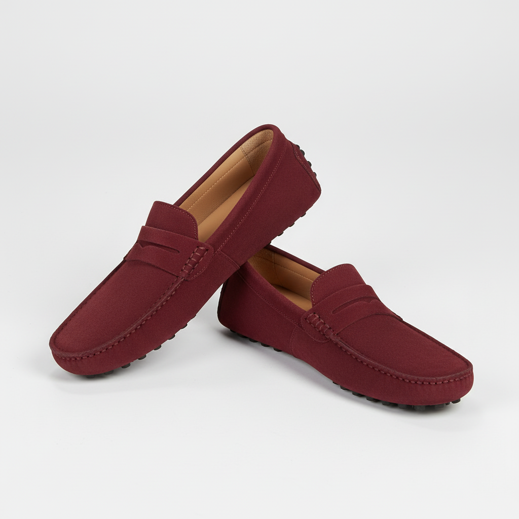 Gabriel | Penny loafers herr i mocka - Röd