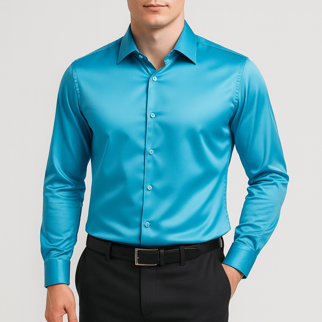 Harry | Satinskjorta herr i slim fit - Blå