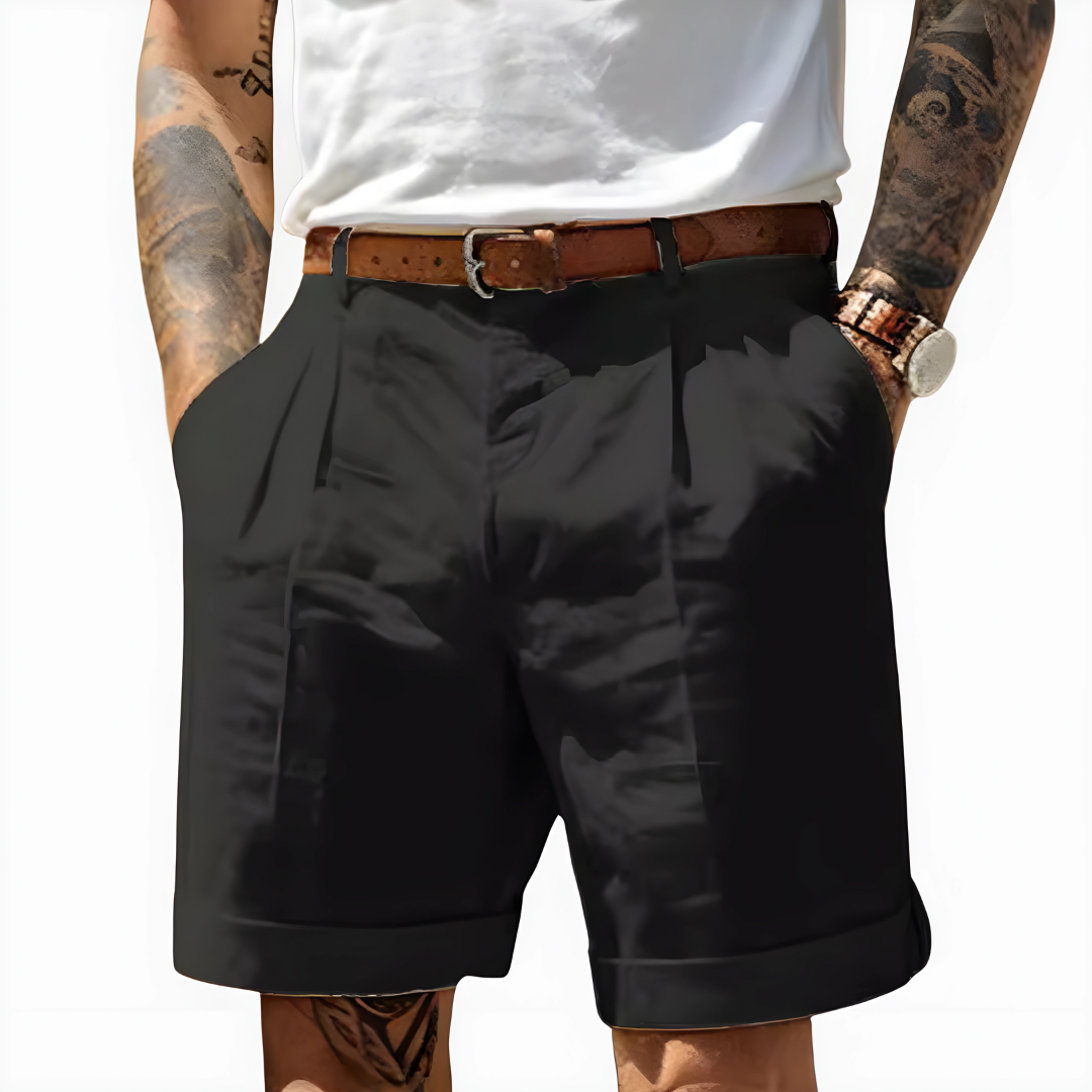 James | Shorts herr i bomull med pressveck - Svart