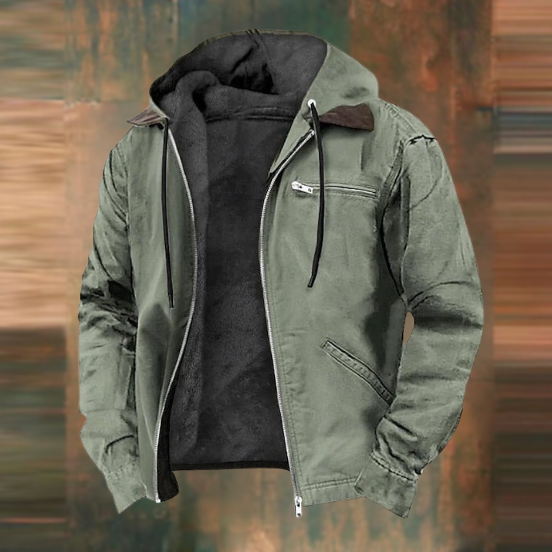 Jonatan | Fodrad jacka med huva för herr - Grön