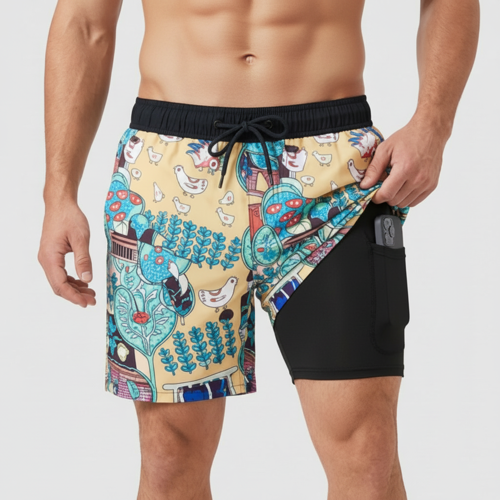 Kenneth | Badshorts herr, snabbtorkande med kompressionsfoder