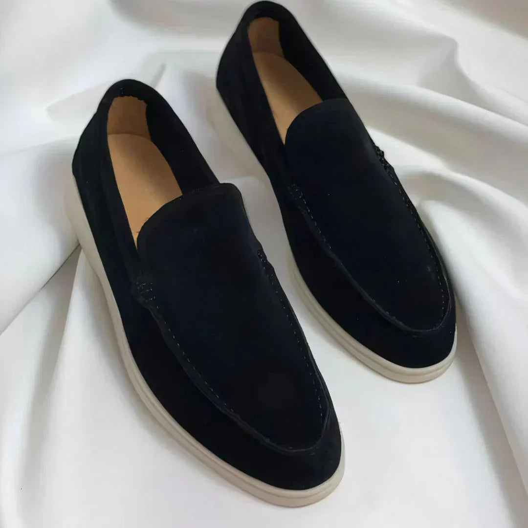 Louis | Slip-on loafers herr i mocka - Svart