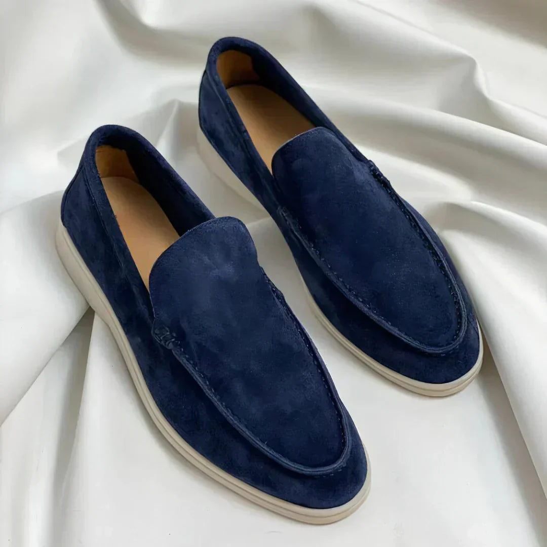 Louis | Slip-on loafers herr i mocka - Marinblå