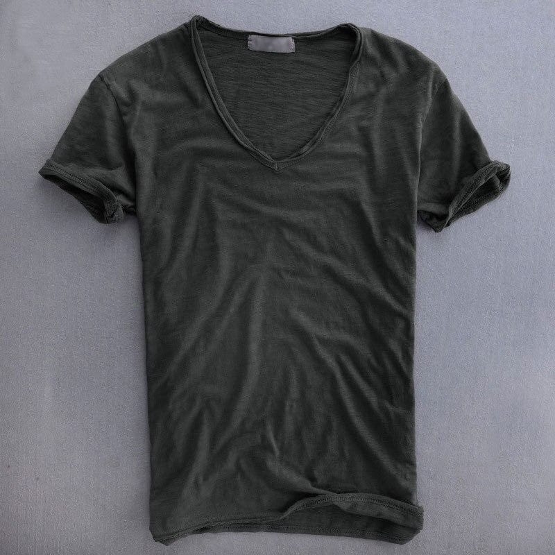 Luke | T-shirt herr i smal passform med v-ringning - Svart