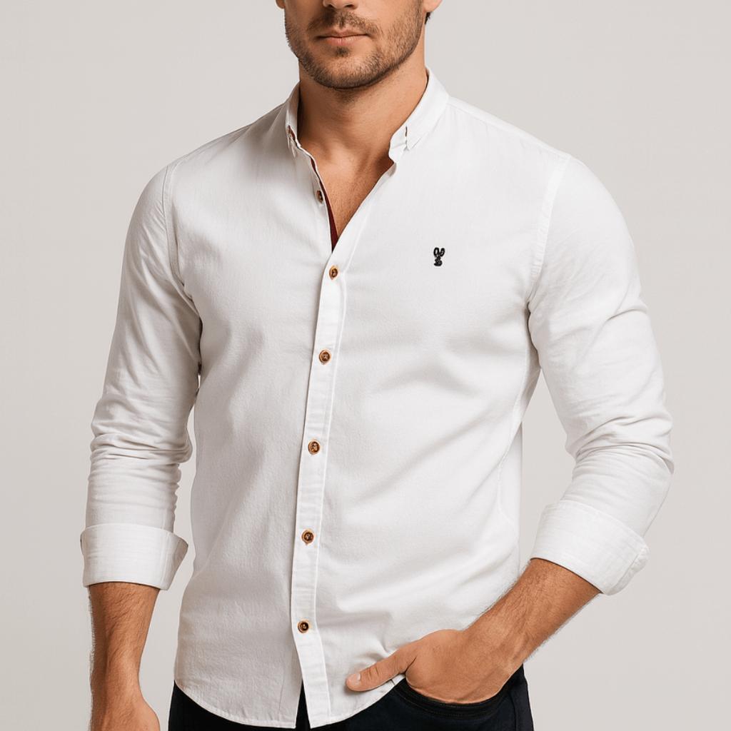 Mattias | Långärmad skjorta för herr, slim fit - Vit