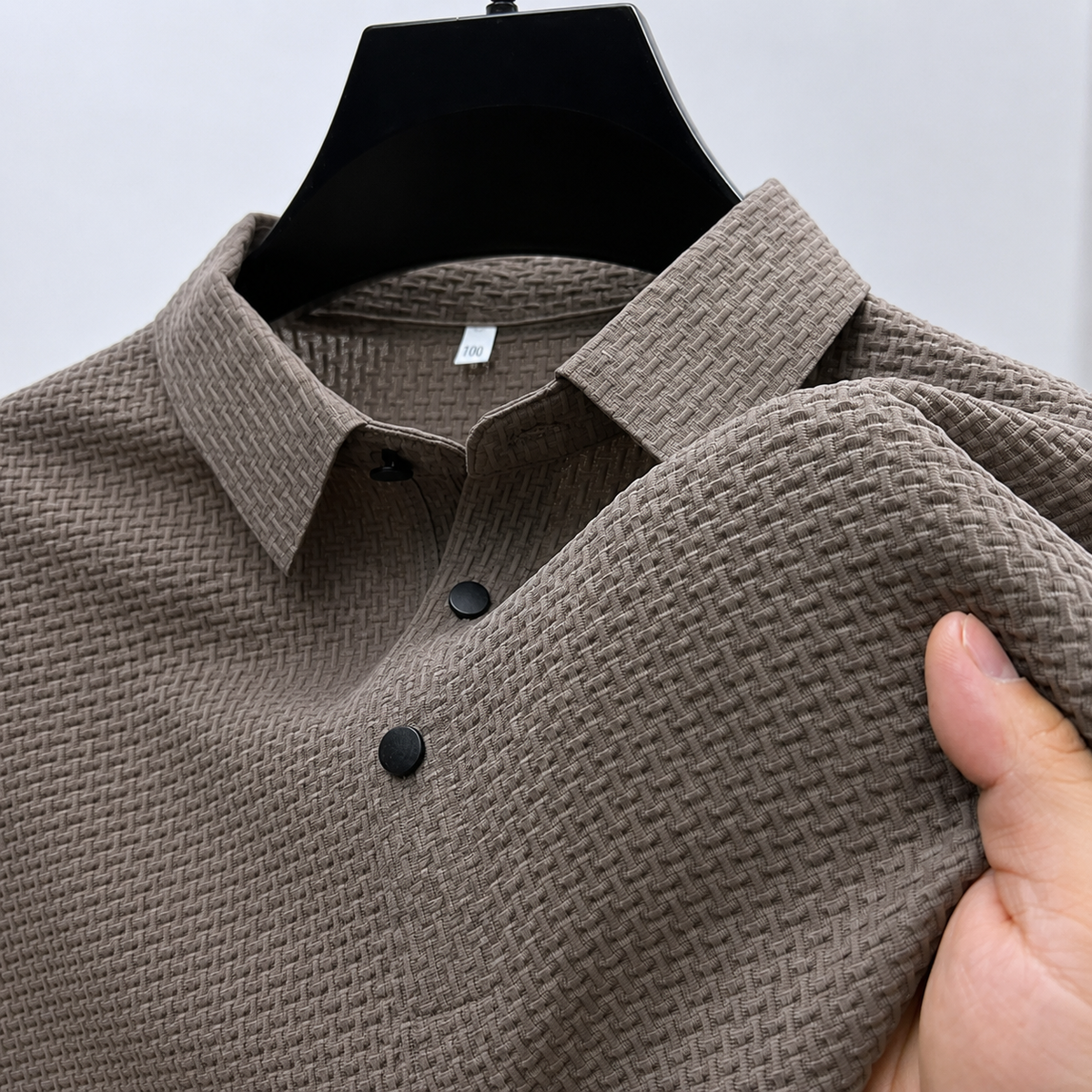 Owen | Pikétröja herr med struktur och korta ärmar - Khaki